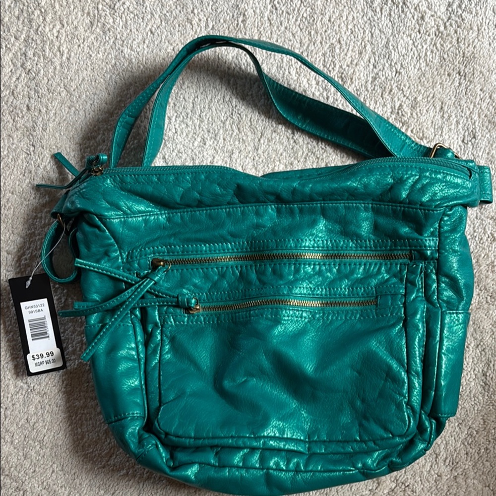 BUENO Sea green/blue Leather Bag NWT - Picture 4 of 12